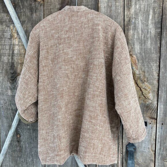 100% Solid Linen Cotton,Quilted Versatile Mild Winter/Autumn Coat, OS, Khaki - Picture 2 of 12